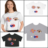Floral Visage Cropped T-Shirt Crop T-Shirt - Thathoodyshop