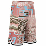 Pink Geo Patchwork Basketball Shorts Basketball Shorts - Thathoodyshop