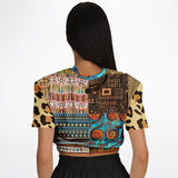 Mother Lode African Print Cropped Sweater Cropped Short Sleeve Sweater - Thathoodyshop