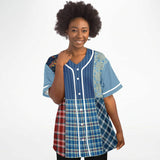 Andromeda Blue Hobo Patchwork Button Front Jersey Button Front Shirt - Thathoodyshop