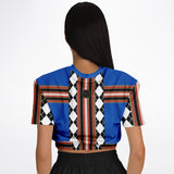 Argyle Blue DLX Cropped Sweater Cropped Sweater - Thathoodyshop