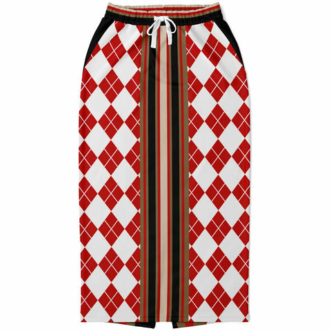 Argyle Me Pocket Maxi Skirt - Red Maxi Skirt - Thathoodyshop