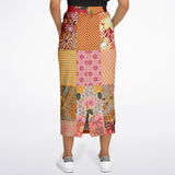 Yogananda Red Floral Patchwork Eco-Poly Long Pocket Skirt Long Pocket Skirt - Thathoodyshop
