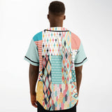 Old Miami Geo Patchwork Button Front Jersey Baseball Jersey - Thathoodyshop