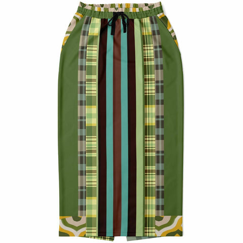 Green Caravan Pocket Maxi Skirt Long Pocket Skirt - Thathoodyshop