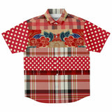 Jersey Salsa Plaid Patchwork Button Down Shirt Short Sleeve Button Down Shirt - Thathoodyshop