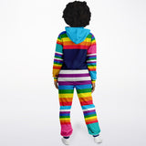 Blue Horizon Rainbow Stripe Fleece Unisex Romper Fleece Jumpsuit - Thathoodyshop