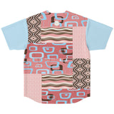 Pink Geo Patchwork Button Front Jersey Baseball Jersey - Thathoodyshop