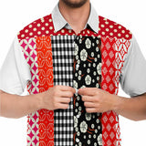 Tokyo Nights Floral Patchwork Short Sleeve Button Down Shirt Short Sleeve Button Down Shirt - Thathoodyshop
