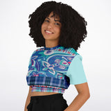 Cerulean Paisley Cropped Sweater Athletic Cropped Short Sleeve Sweatshirt - AOP - Thathoodyshop