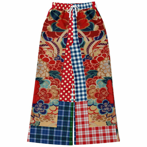 Busan Fleur Plaid Patchwork Stretchy Phat Bellbottoms Flare Leg Pants - Thathoodyshop