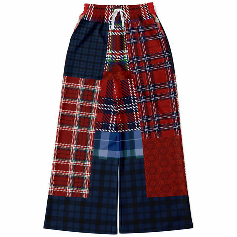Yankee Doodle Plaid Patchwork Bellbottoms Flare Leg Pants - Thathoodyshop