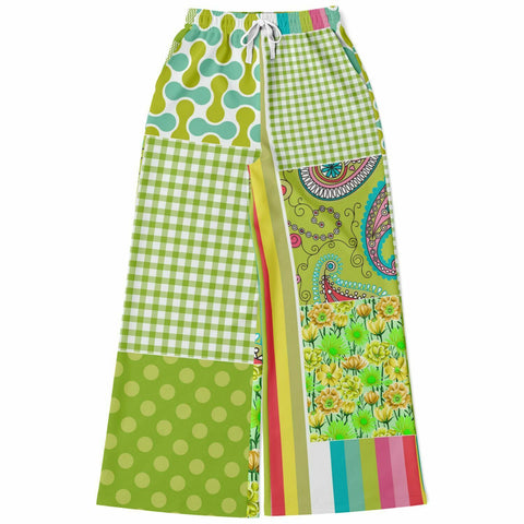Green Anjou Pear SW Patchwork Bellbottoms Flare Leg Pants - Thathoodyshop