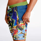 Barcelona Blue Marble Swirl Compression Activity Shorts Compression Shorts - Thathoodyshop