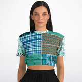 Turquoise Tonight Cropped Sweater Athletic Cropped Short Sleeve Sweatshirt - AOP - Thathoodyshop