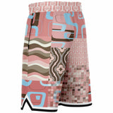 Pink Geo Patchwork Basketball Shorts Basketball Shorts - Thathoodyshop