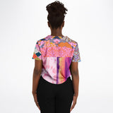 Bahama Mama Patchwork Cropped Button Front Jersey Cropped Baseball Jersey - Thathoodyshop