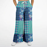 Cerulean Patchwork Plaid SW Stretchy Phat Bellbottoms Flare Leg Pants - Thathoodyshop