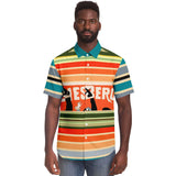 Dance Steps Striped Short Sleeve Button Down Shirt Short Sleeve Button Down Shirt - Thathoodyshop