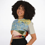 Calico Esplanade Cropped Sweater Athletic Cropped Short Sleeve Sweatshirt - AOP - Thathoodyshop