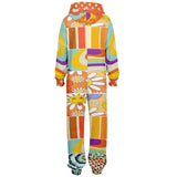 Happy Valley Retro Floral Polka Dot Patchwork Unisex Fleece Romper Fleece Romper - Thathoodyshop