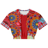 Hippy-Dippy Red Cropped Sweater Cropped Short Sleeve Sweater - Thathoodyshop