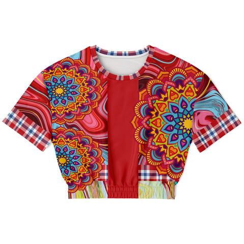 Hippy-Dippy Red Cropped Sweater Cropped Short Sleeve Sweater - Thathoodyshop