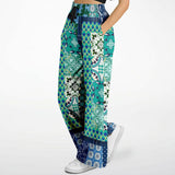 Mykonos Floral Tile Stretchy Phat Bellbottoms Wide Leg Pants - Thathoodyshop