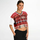 Jersey Salsa Plaid Patchwork Crop Jersey Cropped Football Jersey - Thathoodyshop