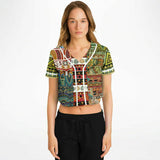 Mother Lode African Print Cropped Button Front Jersey Cropped Baseball Jersey - AOP - Thathoodyshop
