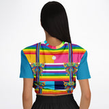 OG San Diego Rainbow Stripe Short Sleeve Cropped Sweater Cropped Short Sleeve Sweater - Thathoodyshop