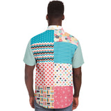 Old Miami Polka Dot Patchwork Button Down Shirt Short Sleeve Button Down Shirt - Thathoodyshop