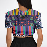 Purple Flurry Cropped Sweater Athletic Cropped Short Sleeve Sweatshirt - AOP - Thathoodyshop