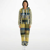 Dauphin Diamond Stripe Patchwork Unisex Fleece Romper Fleece Jumpsuit - Thathoodyshop