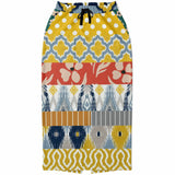 Tallulah Bankhead Yellow Ikat Patchwork Long Pocket Skirt Long Pocket Skirt - Thathoodyshop