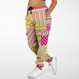 Hello Janis! Green Striped Patchwork Unisex Cargo Joggers Cargo Sweatpants - Thathoodyshop