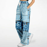 Blue Geo Patchwork Bellbottoms Flare Leg Pants - Thathoodyshop