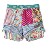 Pink Sherbert Floral Patchwork Compression Activity Shorts Compression Shorts - Thathoodyshop