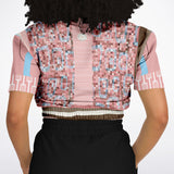Pink Geo Holy Mosaic Cropped Sweater Cropped Short Sleeve Sweater - Thathoodyshop