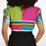 OG San Diego Polka Dot Patchwork Cropped Sweater Cropped Short Sleeve Sweatshirt - Thathoodyshop
