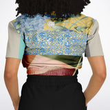 Calico Esplanade Cropped Sweater Athletic Cropped Short Sleeve Sweatshirt - AOP - Thathoodyshop
