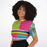 OG San Diego Polka Dot Patchwork Cropped Sweater Cropped Short Sleeve Sweatshirt - Thathoodyshop