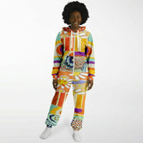 Happy Valley Retro Floral Polka Dot Patchwork Unisex Fleece Romper Fleece Romper - Thathoodyshop