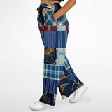 Andromeda Blue Plaid SW Patchwork Bellbottoms Flare Leg Pants - Thathoodyshop