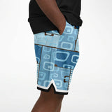 Blue Geo Patchwork Plaid Basketball Shorts Basketball Shorts - Thathoodyshop