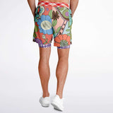 Serendipity Peach Floral Compression Activity Shorts Athletic Shorts - Thathoodyshop