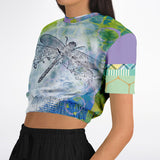Dragonfly Cropped Fleece Sweater Cropped Short Sleeve Sweater - Thathoodyshop