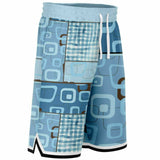 Blue Geo Patchwork Plaid Basketball Shorts Basketball Shorts - Thathoodyshop