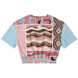 Pink Geo Retro Striped Cropped Sweater Cropped Short Sleeve Sweater - Thathoodyshop