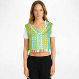 Green Anjou Pear Cropped Button Front Jersey Cropped Baseball Jersey - AOP - Thathoodyshop